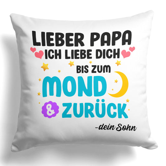 22Feels® Papa Geschenk von Sohn - Kissen mit Spruch (Weiss 40x40cm)-Kissen Weiss 40x40-22Feels