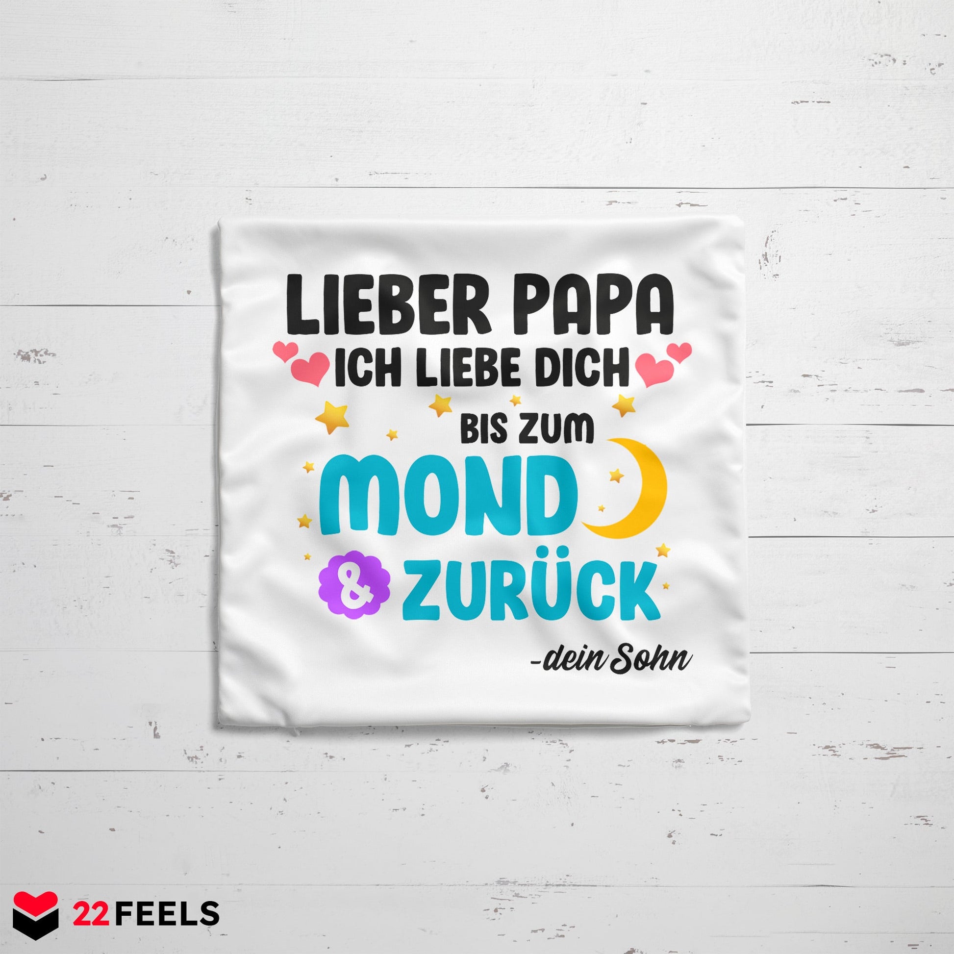 22Feels® Papa Geschenk von Sohn - Kissen mit Spruch (Weiss 40x40cm)-Kissen Weiss 40x40-22Feels