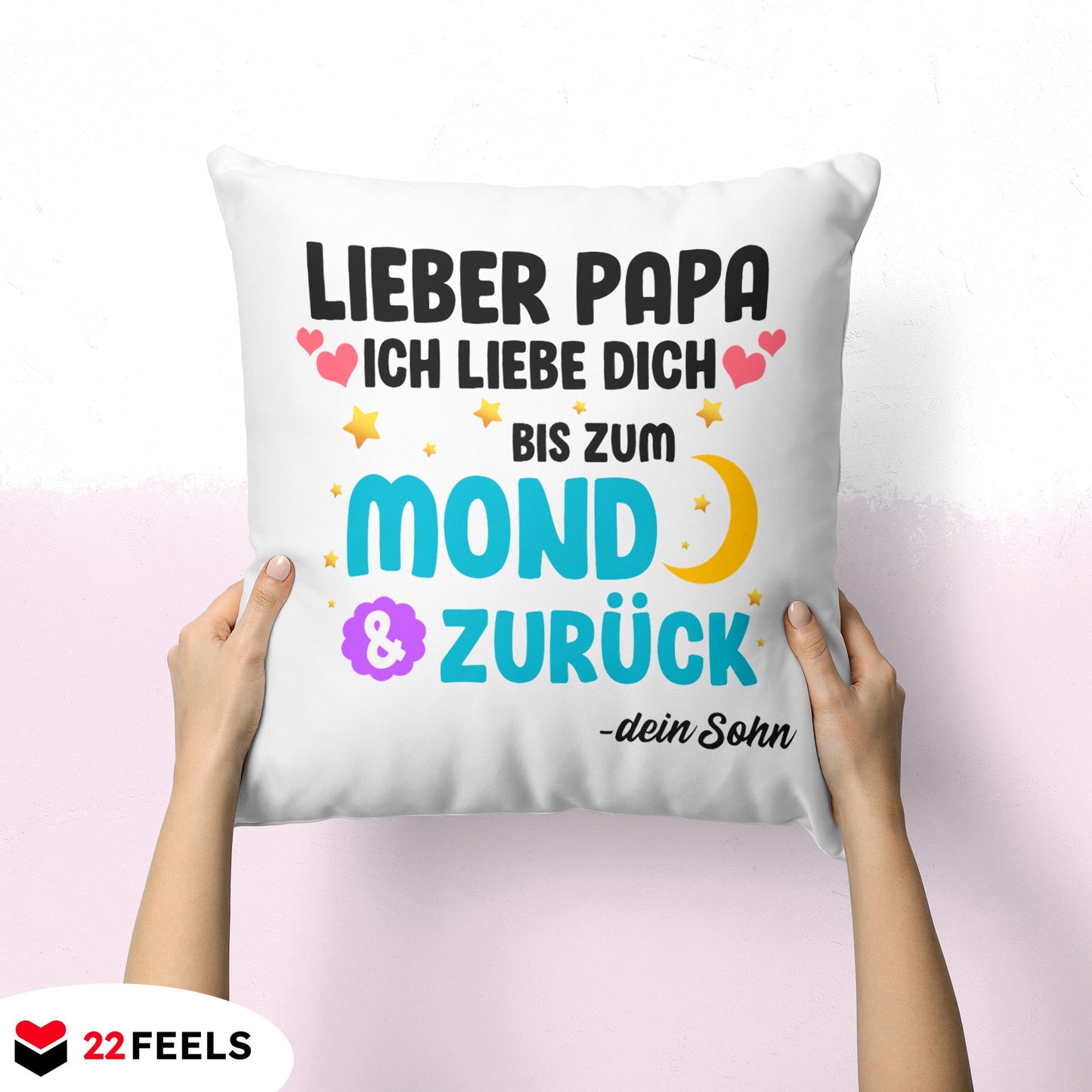 22Feels® Papa Geschenk von Sohn - Kissen mit Spruch (Weiss 40x40cm)-Kissen Weiss 40x40-22Feels