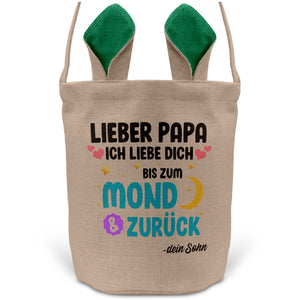 22Feels® Papa Osterkorb von Sohn Vater mit Henkel Ostergeschenk Tragetasche Ostern Deko Osternest Körbchen Hasenohren (Beige/Grün)-Ostern Tragetasche-22Feels