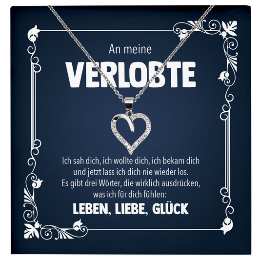 22Feels® Frauen Verlobungsgeschenk - Echt Silber 925/000 Schmuckset: Herz Halskette mit Botschaftskarte-Schmuck mit Botschaftskarte - Herz21-22Feels