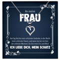 22Feels® Ehefrau Geschenk zum Hochzeitstag, Valentinstag, Geburtstag etc. - Echt Silber 925/000 Schmuckset: Herz Halskette mit Botschaftskarte-Schmuck mit Botschaftskarte - Herz21-22Feels