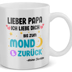 22Feels® Geschenk für Papa von Tochter - Spruch: Ich Liebe Dich Bis Zum Mond (Weiss, 320ml)-Weisse Tasse 320ml-22Feels