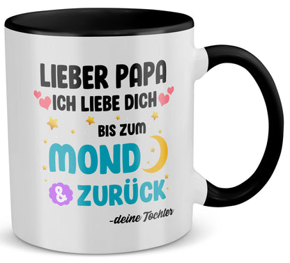 22Feels® Papa Geschenk von Tochter - Tasse mit Spruch (Weiss-Schwarz, 320ml)-TwoTone Tasse Weiss-Schwarz 320ml-22Feels