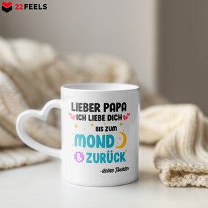 22Feels® Papa Geschenk von Tochter - Tasse mit Spruch: Ich Liebe Dich (Herzhenkel, Weiss, 320ml)-Tasse Weiss Herzhenkel 320ml-22Feels
