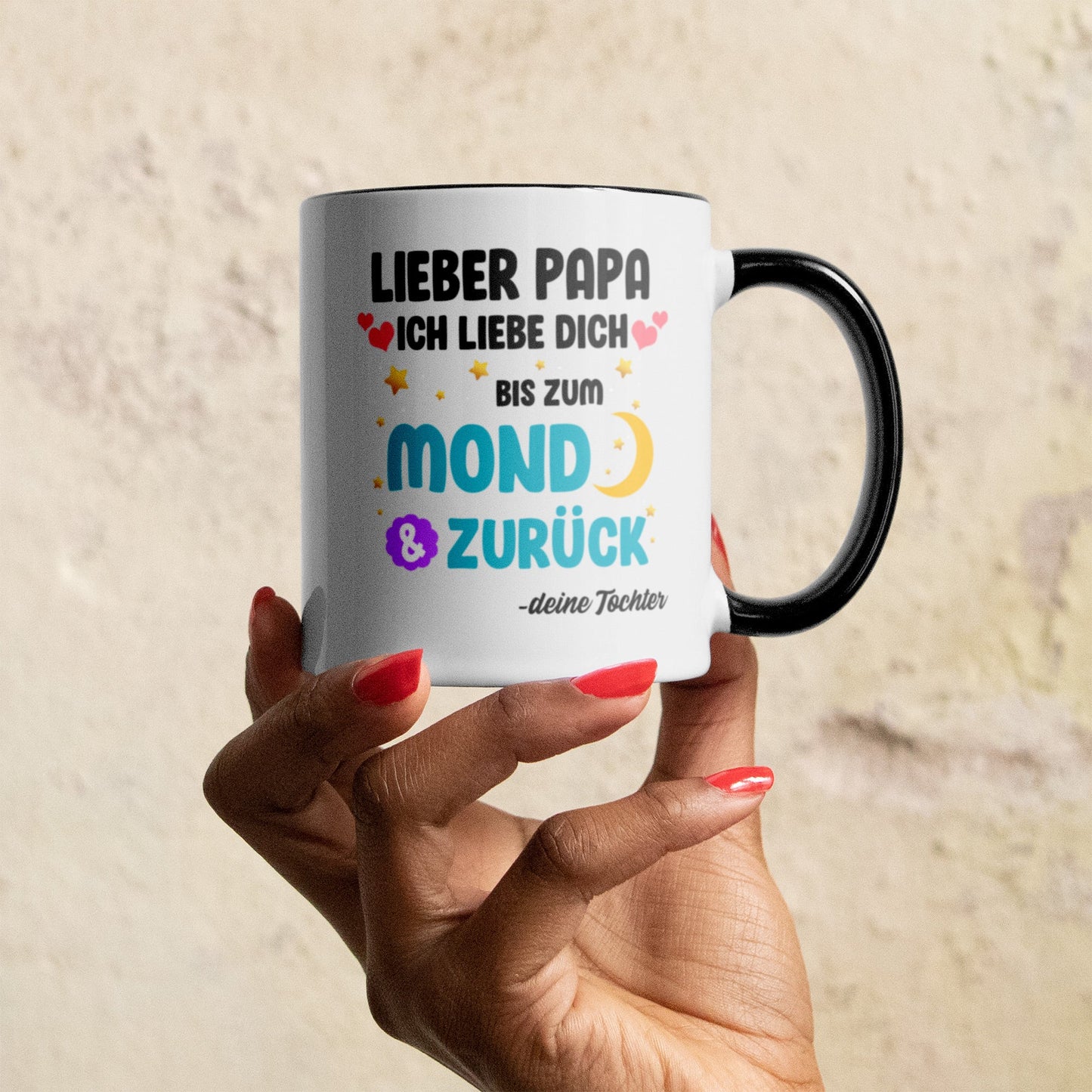 22Feels® Papa Geschenk von Tochter - Tasse mit Spruch (Weiss-Schwarz, 320ml)-TwoTone Tasse Weiss-Schwarz 320ml-22Feels