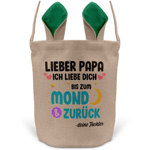 22Feels® Papa Osterkorb von Tochter Vater mit Henkel Ostergeschenk Tragetasche Ostern Deko Osternest Körbchen Hasenohren (Beige/Grün)-Ostern Tragetasche-22Feels