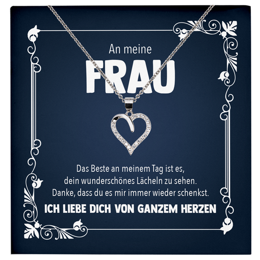 22Feels® Ehefrau Geschenk zum Hochzeitstag, Valentinstag, Geburtstag etc. - Echt Silber 925/000 Schmuckset: Herz Halskette mit Botschaftskarte-Schmuck mit Botschaftskarte - Herz21-22Feels