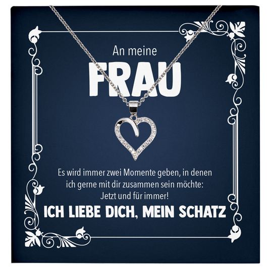 22Feels® Ehefrau Geschenk zum Hochzeitstag, Valentinstag, Geburtstag etc. - Echt Silber 925/000 Schmuckset: Herz Halskette mit Botschaftskarte-Schmuck mit Botschaftskarte - Herz21-22Feels