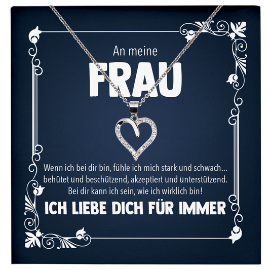 22Feels® Ehefrau Geschenk zum Hochzeitstag, Valentinstag, Geburtstag etc. - Echt Silber 925/000 Schmuckset: Herz Halskette mit Botschaftskarte-Schmuck mit Botschaftskarte - Herz21-22Feels