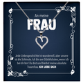 22Feels® Ehefrau Geschenk zum Hochzeitstag, Valentinstag, Geburtstag etc. - Echt Silber 925/000 Schmuckset: Herz Halskette mit Botschaftskarte-Schmuck mit Botschaftskarte - Herz21-22Feels