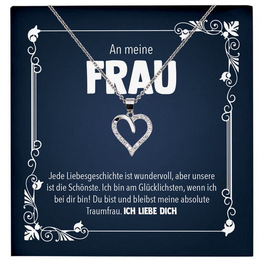 22Feels® Ehefrau Geschenk zum Hochzeitstag, Valentinstag, Geburtstag etc. - Echt Silber 925/000 Schmuckset: Herz Halskette mit Botschaftskarte-Schmuck mit Botschaftskarte - Herz21-22Feels