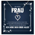 22Feels® Ehefrau Geschenk zum Hochzeitstag, Valentinstag, Geburtstag etc. - Echt Silber 925/000 Schmuckset: Herz Halskette mit Botschaftskarte-Schmuck mit Botschaftskarte - Herz21-22Feels