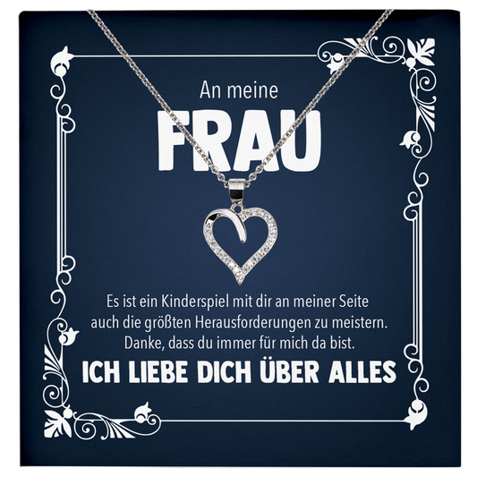 22Feels® Ehefrau Geschenk zum Hochzeitstag, Valentinstag, Geburtstag etc. - Echt Silber 925/000 Schmuckset: Herz Halskette mit Botschaftskarte-Schmuck mit Botschaftskarte - Herz21-22Feels