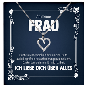 22Feels® Ehefrau Geschenk zum Hochzeitstag, Valentinstag, Geburtstag etc. - Echt Silber 925/000 Schmuckset: Herz Halskette mit Botschaftskarte-Schmuck mit Botschaftskarte - Herz21-22Feels