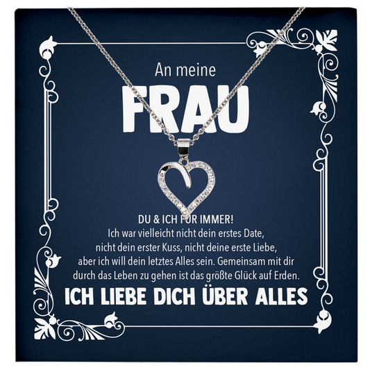 22Feels® Ehefrau Geschenk zum Hochzeitstag, Valentinstag, Geburtstag etc. - Echt Silber 925/000 Schmuckset: Herz Halskette mit Botschaftskarte-Schmuck mit Botschaftskarte - Herz21-22Feels
