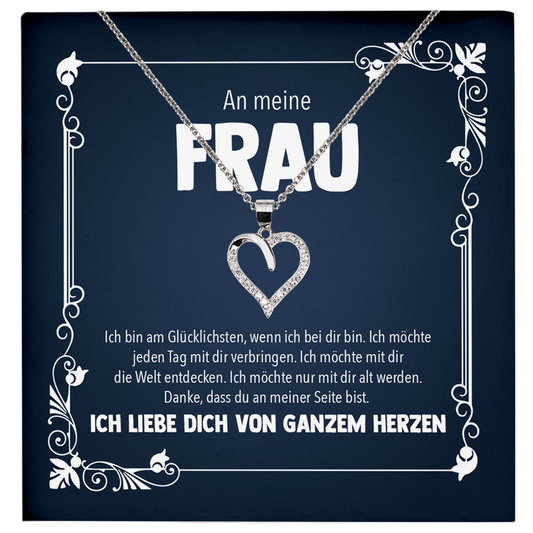 22Feels® Ehefrau Geschenk zum Hochzeitstag, Valentinstag, Geburtstag etc. - Echt Silber 925/000 Schmuckset: Herz Halskette mit Botschaftskarte-Schmuck mit Botschaftskarte - Herz21-22Feels