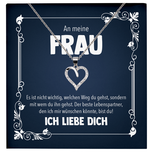 22Feels® Ehefrau Geschenk zum Hochzeitstag, Valentinstag, Geburtstag etc. - Echt Silber 925/000 Schmuckset: Herz Halskette mit Botschaftskarte-Schmuck mit Botschaftskarte - Herz21-22Feels
