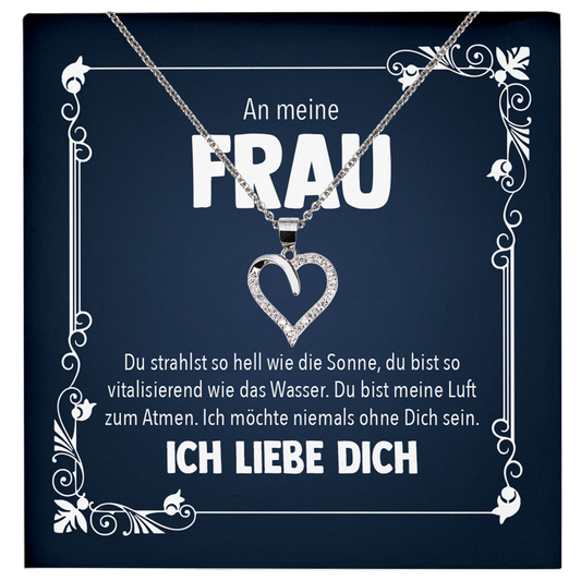 22Feels® Ehefrau Geschenk zum Hochzeitstag, Valentinstag, Geburtstag etc. - Echt Silber 925/000 Schmuckset: Herz Halskette mit Botschaftskarte-Schmuck mit Botschaftskarte - Herz21-22Feels