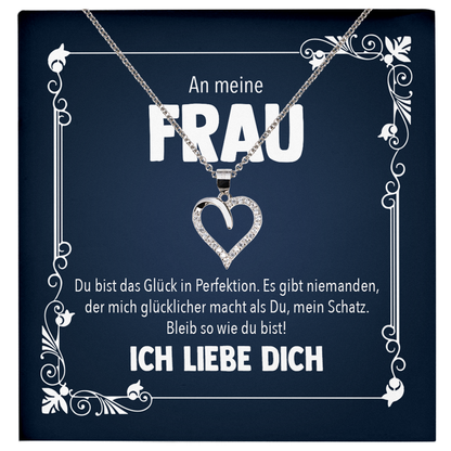 22Feels® Ehefrau Geschenk zum Hochzeitstag, Valentinstag, Geburtstag etc. - Echt Silber 925/000 Schmuckset: Herz Halskette mit Botschaftskarte-Schmuck mit Botschaftskarte - Herz21-22Feels