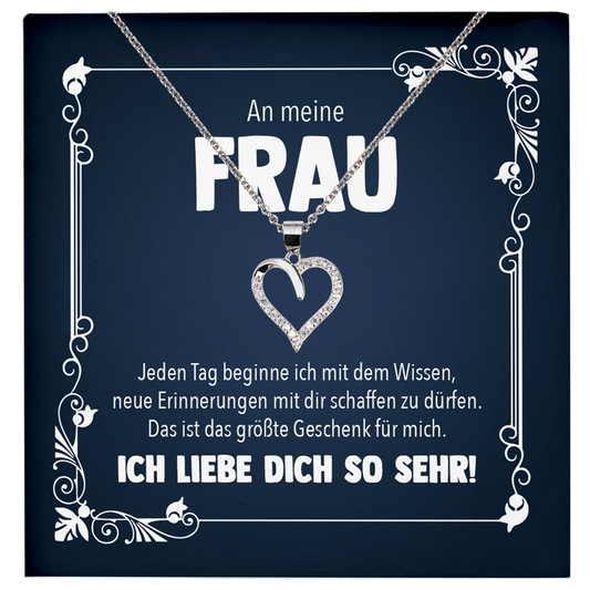 22Feels® Ehefrau Geschenk zum Hochzeitstag, Valentinstag, Geburtstag etc. - Echt Silber 925/000 Schmuckset: Herz Halskette mit Botschaftskarte-Schmuck mit Botschaftskarte - Herz21-22Feels