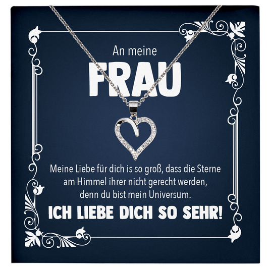 22Feels® Ehefrau Geschenk zum Hochzeitstag, Valentinstag, Geburtstag etc. - Echt Silber 925/000 Schmuckset: Herz Halskette mit Botschaftskarte-Schmuck mit Botschaftskarte - Herz21-22Feels