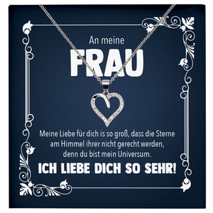 22Feels® Ehefrau Geschenk zum Hochzeitstag, Valentinstag, Geburtstag etc. - Echt Silber 925/000 Schmuckset: Herz Halskette mit Botschaftskarte-Schmuck mit Botschaftskarte - Herz21-22Feels