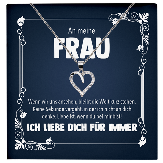 22Feels® Ehefrau Geschenk zum Hochzeitstag, Valentinstag, Geburtstag etc. - Echt Silber 925/000 Schmuckset: Herz Halskette mit Botschaftskarte-Schmuck mit Botschaftskarte - Herz21-22Feels