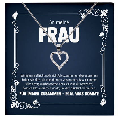 22Feels® Ehefrau Geschenk zum Hochzeitstag, Valentinstag, Geburtstag etc. - Echt Silber 925/000 Schmuckset: Herz Halskette mit Botschaftskarte-Schmuck mit Botschaftskarte - Herz21-22Feels