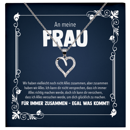 22Feels® Ehefrau Geschenk zum Hochzeitstag, Valentinstag, Geburtstag etc. - Echt Silber 925/000 Schmuckset: Herz Halskette mit Botschaftskarte-Schmuck mit Botschaftskarte - Herz21-22Feels