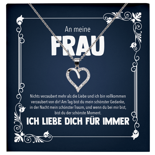 22Feels® Ehefrau Geschenk zum Hochzeitstag, Valentinstag, Geburtstag etc. - Echt Silber 925/000 Schmuckset: Herz Halskette mit Botschaftskarte-Schmuck mit Botschaftskarte - Herz21-22Feels