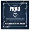 22Feels® Ehefrau Geschenk zum Hochzeitstag, Valentinstag, Geburtstag etc. - Echt Silber 925/000 Schmuckset: Herz Halskette mit Botschaftskarte-Schmuck mit Botschaftskarte - Herz21-22Feels