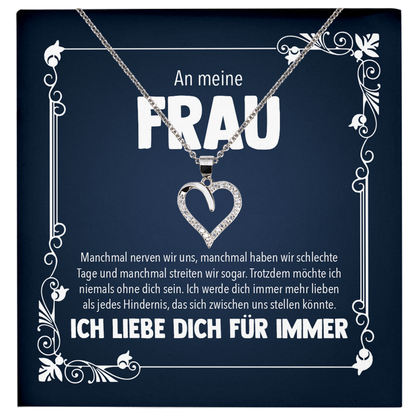 22Feels® Ehefrau Geschenk zum Hochzeitstag, Valentinstag, Geburtstag etc. - Echt Silber 925/000 Schmuckset: Herz Halskette mit Botschaftskarte-Schmuck mit Botschaftskarte - Herz21-22Feels
