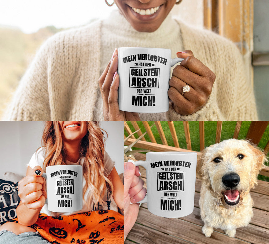 22Feels® Geschenk für verlobte Frauen - Tasse mit Spruch: Geilster Arsch (Weiss, 320ml)-Weisse Tasse 320ml-22Feels