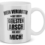 22Feels® Geschenk für verlobte Frauen - Tasse mit Spruch: Geilster Arsch (Weiss, 320ml)-Weisse Tasse 320ml-22Feels