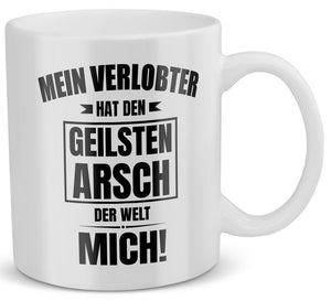 22Feels® Geschenk für verlobte Frauen - Tasse mit Spruch: Geilster Arsch (Weiss, 320ml)-Weisse Tasse 320ml-22Feels