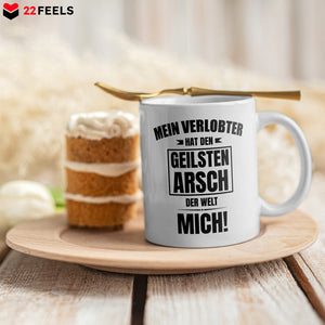 22Feels® Geschenk für verlobte Frauen - Tasse mit Spruch: Geilster Arsch (Weiss, 320ml)-Weisse Tasse 320ml-22Feels