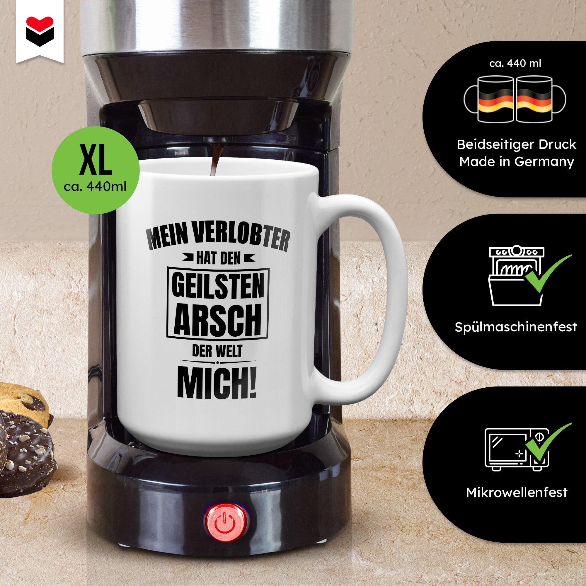 22Feels® Verlobte Geschenk - XL Tasse mit Spruch (Weiss, 440ml)-Weisse XL Tasse 440ml-22Feels