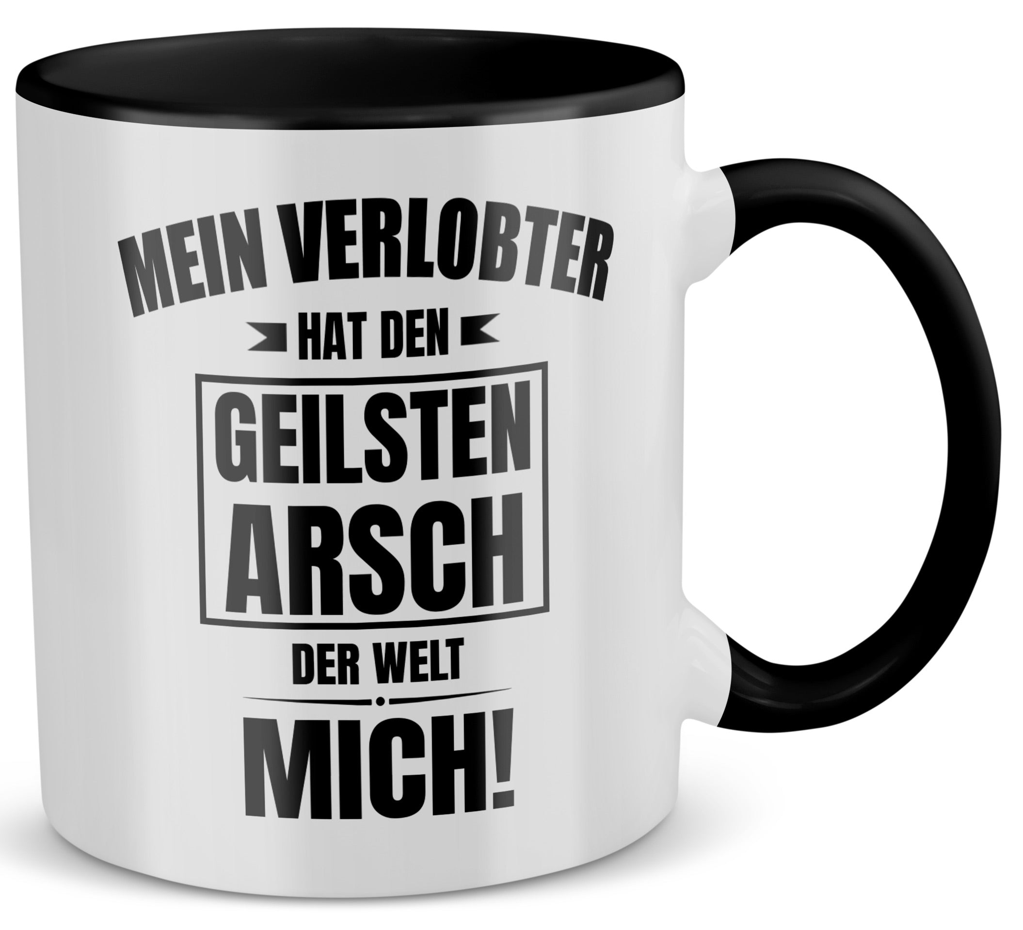 22Feels® Verlobte Geschenk - Tasse mit Spruch (Weiss-Schwarz, 320ml)-TwoTone Tasse Weiss-Schwarz 320ml-22Feels