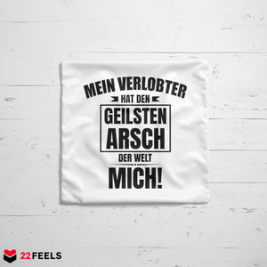 22Feels® Verlobte Geschenk - Kissen mit Spruch (Weiss 40x40cm)-Kissen Weiss 40x40-22Feels
