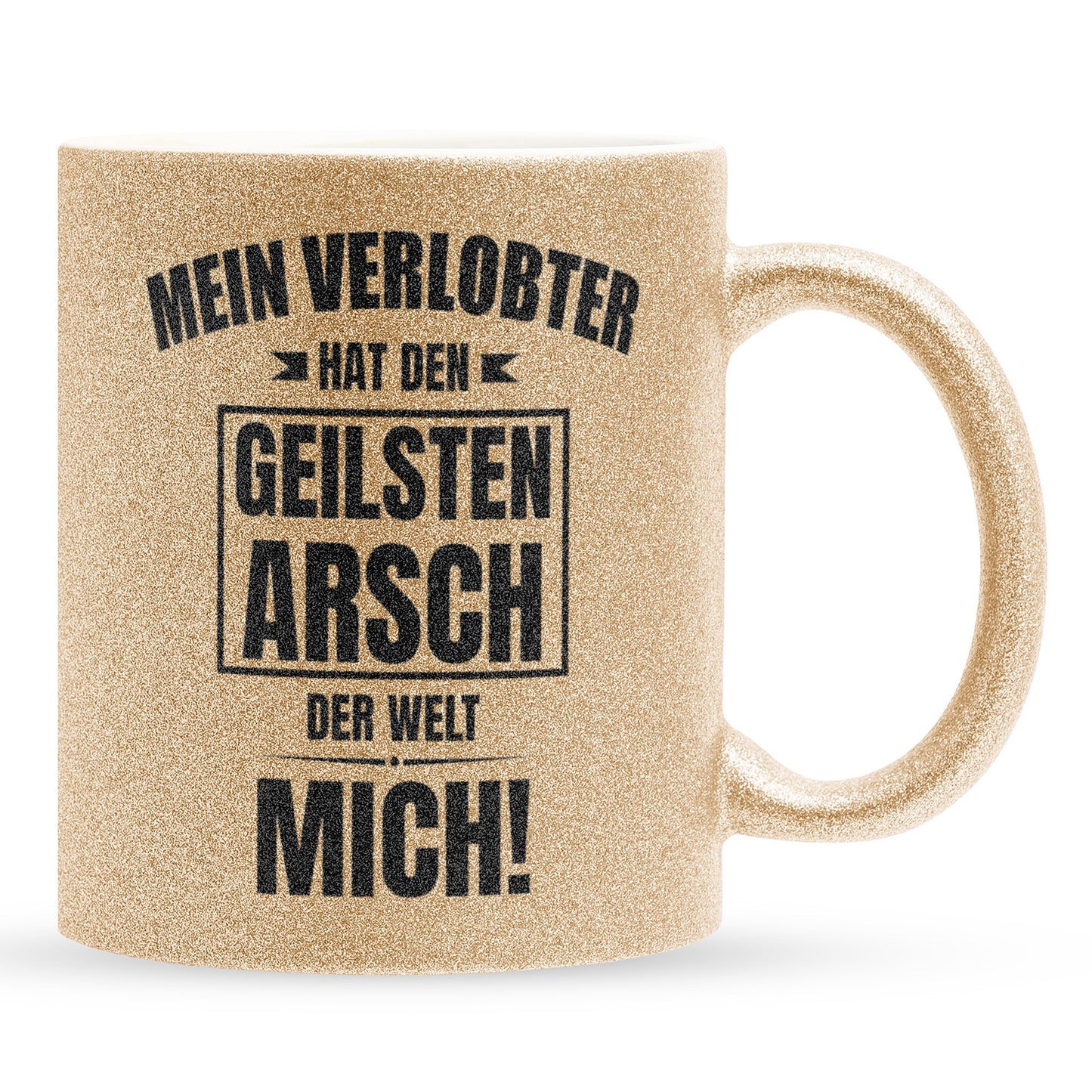 22Feels® Verlobte Geschenk - Glitzertasse mit Spruch (Gold, 320ml)-Glitzertasse Gold 320ml-22Feels