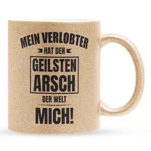 22Feels® Verlobte Geschenk - Glitzertasse mit Spruch (Gold, 320ml)-Glitzertasse Gold 320ml-22Feels