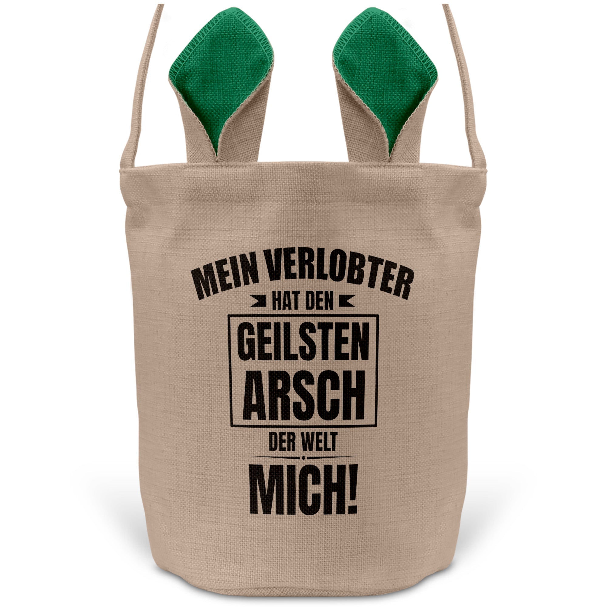 22Feels® Verlobte Frauen Osterkorb mit Henkel Ostergeschenk Tragetasche Ostern Deko Osternest Körbchen Hasenohren (Beige/Grün)-Ostern Tragetasche-22Feels