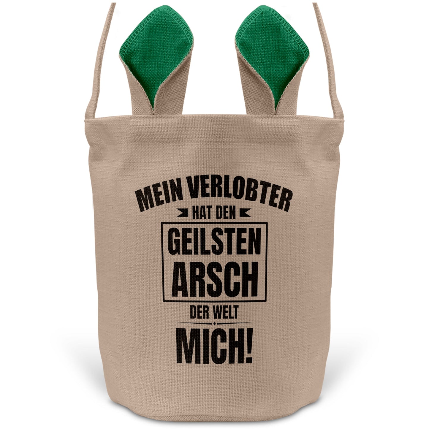22Feels® Verlobte Frauen Osterkorb mit Henkel Ostergeschenk Tragetasche Ostern Deko Osternest Körbchen Hasenohren (Beige/Grün)-Ostern Tragetasche-22Feels