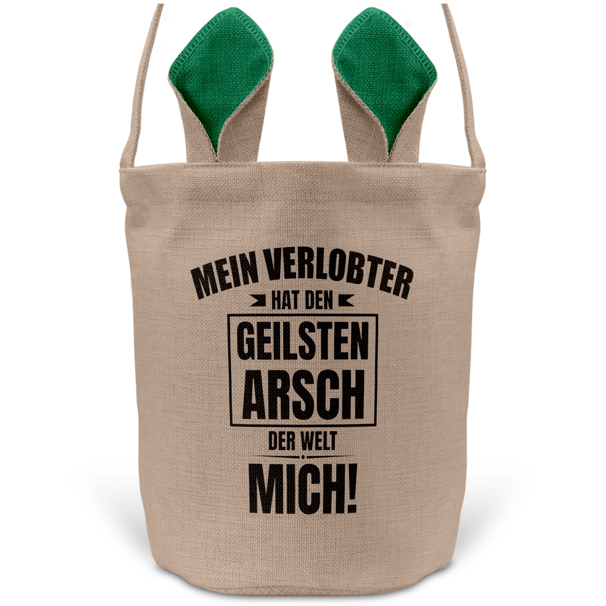 22Feels® Verlobte Frauen Osterkorb mit Henkel Ostergeschenk Tragetasche Ostern Deko Osternest Körbchen Hasenohren (Beige/Grün)-Ostern Tragetasche-22Feels