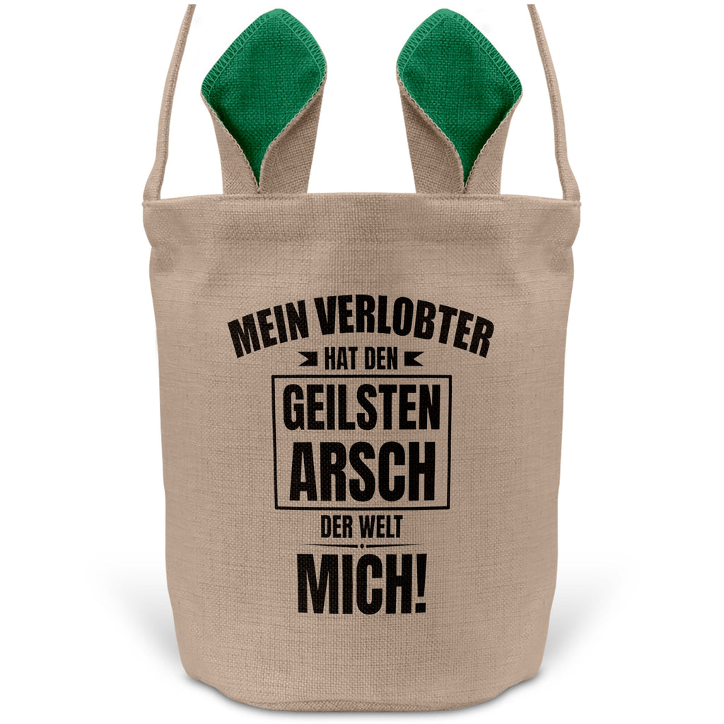 22Feels® Verlobte Frauen Osterkorb mit Henkel Ostergeschenk Tragetasche Ostern Deko Osternest Körbchen Hasenohren (Beige/Grün)-Ostern Tragetasche-22Feels