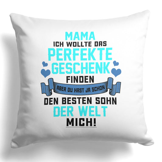 22Feels® Mama Geschenk vom Sohn - Kissen mit Spruch (Weiss 40x40cm)-Kissen Weiss 40x40-22Feels