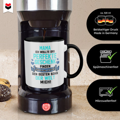 22Feels® Mama Geschenk von Sohn - Tasse mit Spruch (Weiss-Schwarz, 320ml)-TwoTone Tasse Weiss-Schwarz 320ml-22Feels