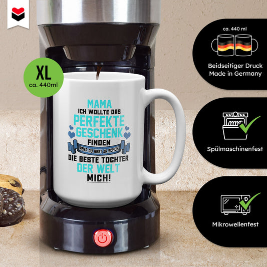 22Feels® Mama Geschenk von Tochter - XL Tasse mit Spruch (Weiss, 440ml)-Weisse XL Tasse 440ml-22Feels