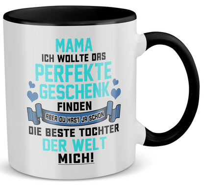 22Feels® Mama Geschenk von Tochter - Tasse mit Spruch (Weiss-Schwarz, 320ml)-TwoTone Tasse Weiss-Schwarz 320ml-22Feels